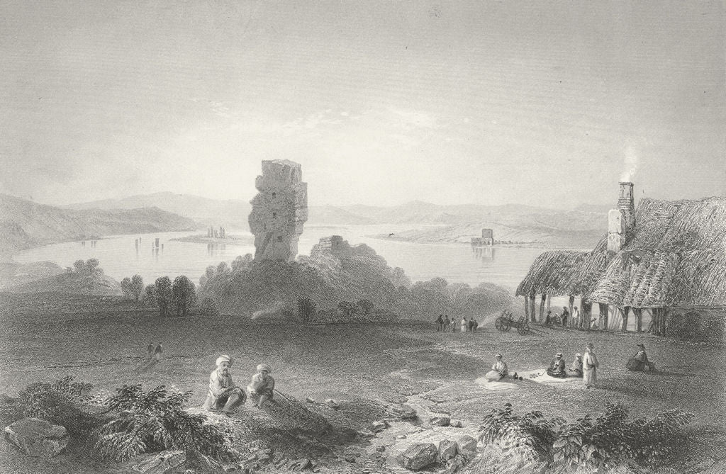 ROMANIA. Lozorney Trajan's bridge Danube. Gibbon 1850 old antique print